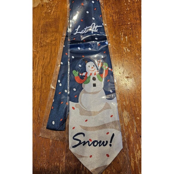 Christmas Tie Let It Snow Snowman New in Plastic - Picture 3 of 4